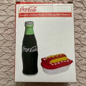 Coca-Cola Ceramic Contour Bottle & Hot Dog S&P Shakers